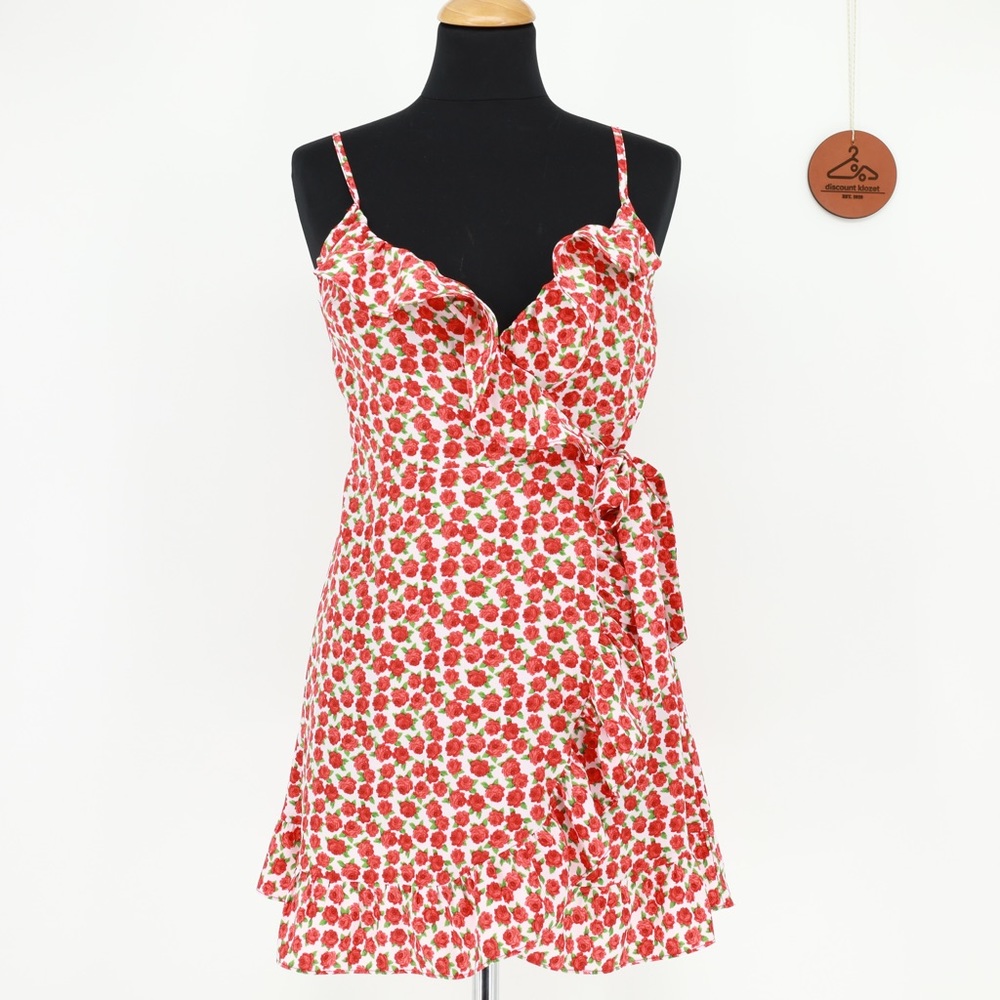 TOPSHOP Ruffleโ Detail Slip Dress in Red